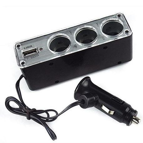 In-Car USB +Triple Socket Charger Adapter/Car Charger Extension Multiple Charging Points_0